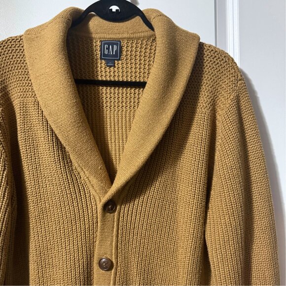 GAP Men’s Shawl Collar Button-Up Knit Cardigan Sweater – Camel - Size M - Picture 3 of 7
